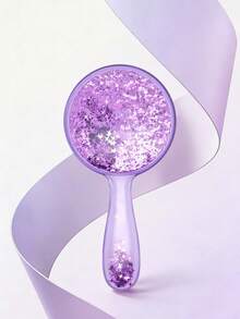 Urban Decay Circular Glitter Massage Comb, Purple Transparent Air Cushion Hair Brush With Star Glitter, Easy To Comb Hair And Care For Scalp - Purple - View 5