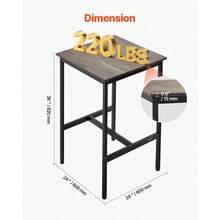 Bar Table, Sturdy Metal Frame High Top Pub Table, Small Kitchen Dining, Cocktail Coffee Counter Bar Height Desk, Easy To Assemble, 24x24x36 In, For Living Room Party, Rustic Brown And Black - 24x24x36 Inches - View 4