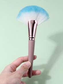 1pc Soft Fiber Fan-Shaped Makeup Brush, Contours To Facial Curves For Smooth And Even Application, Blush, Contour, And Highlight Makeup Tool - Dusty Purple - View 5