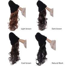 Women's Knitted Knitted Hat Wig - Curly Style (Ombre Misty Blue), Soft Synthetic Fiber Material, Cute Fox Embroidery Design, Suitable For Daily Wear, Casual Outings And Quick Styling In Winter - Multicolor - View 2