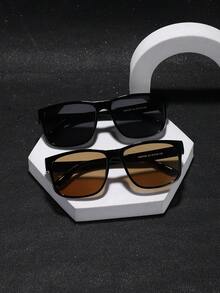 2 PCS Men's Square Fashion Glasses Classic Black Polycarbonate Frame Lightweight Suitable For Daily Driving With Glasses Box - Multicolor - View 13