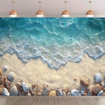 Fondo de banner del mundo submarino en 2D plano, decoración de estrellas de mar, coral, conchas, accesorios de estudio fotográfico, decoración de banners para interiores y exteriores, suministros para fiestas fotográficas, decoración de verano y otoño, regalos de cumpleaños para diversas temporadas, variedad de estilos y tamaños a elegir.