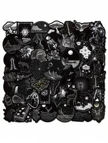 Bộ 50 miếng dán phong cách Gothic Retro - Miếng dán vinyl tái sử dụng cho máy tính xách tay, ván trượt, hành lý - Họa tiết hoạt hình độc đáo, phù hợp cho các dự án DIY, quà tặng tiệc tùng và trang trí Giáng sinh. - Nhiều màu - Xem 9