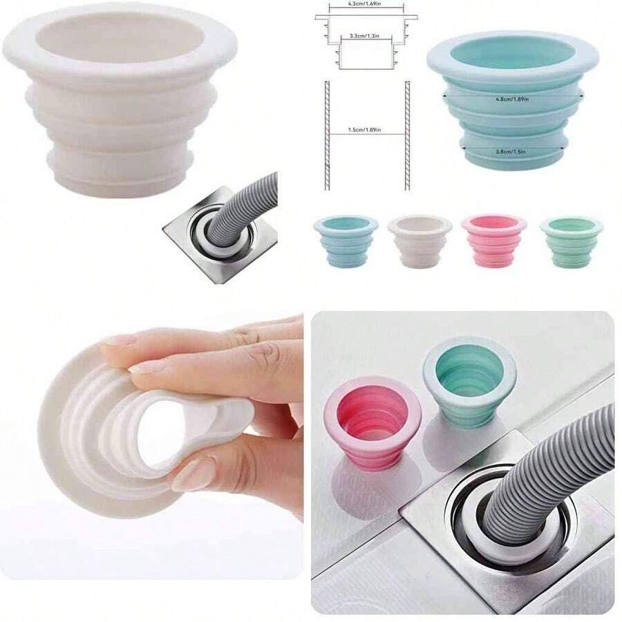 Anillo de Sellado de Tubera de Drenaje, Tapn de Sellado de Manguera de Drenaje de Lavadora de PP, Anillo de Sellado de Tubera de Alcantarillado de Cocina para Cuarto de Lavado y Bao(Blanco) - blanco - Ver 1