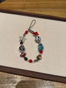 Funda de teléfono con colgante de estrella de fútbol linda, accesorio con cuentas de dopamina para bolso/cámara, cadena para teléfono compatible con Android y la mayoría de teléfonos inteligentes, regalos para madre, familia, amigos, niños, cumpleaños, vacaciones - Multicolor - Ver 2