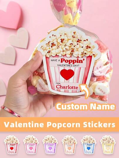 Bộ 1-24 nhãn dán bỏng ngô tùy chỉnh chủ đề Ngày Valentine, nhãn dán chữ cá nhân hóa, nhãn dán bỏng ngô Valentine, nhãn dán quà tặng lãng mạn, món quà hoàn hảo cho các cặp đôi, nhãn dán túi bỏng ngô cắt sẵn cho hộp quà, túi kẹo, hũ bánh quy, sáu lựa chọn màu sắc (đỏ, hồng, tím, cam, xanh dương, vàng), thiết kế bao bì chủ đề trái tim, tuyệt vời cho người yêu, các cặp đôi, bạn bè, lý tưởng cho các lễ kỷ niệm, đám cưới, Ngày Valentine.