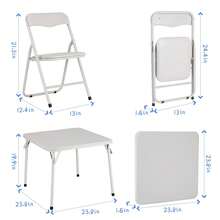 Juego de 5 mesas y sillas Plegables tapizadas, Juego de Mesa y sillas Plegables con Marco de Metal portátil, Juego de Mesa y sillas para Comer, Leer, Jugar - Beis - Ver 2