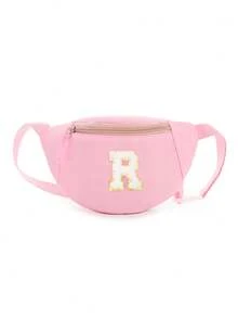 1pc DIY Girls Letter Print Crossbody Bag, Cute Shoulder Bag, Messenger Bag, Fanny Pack, Suitable For Daily Use, Outdoor, Travel, Hiking, Portable, Ideal Gift For Girls