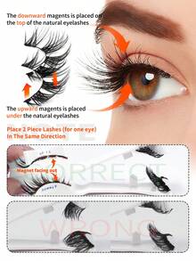 MAANGE 1 Set CC Curled Natural Look Reusable Magnetic False Eyelashes, Various Styles Individually Packaged, No Glue Needed, Easy To Wear And Remove, Creates Natural Makeup Look, 3D Natural Cartoon Style Thin & Soft False Lashes, Natural & Lengthening - 眼尾拉長款 - 查看 11