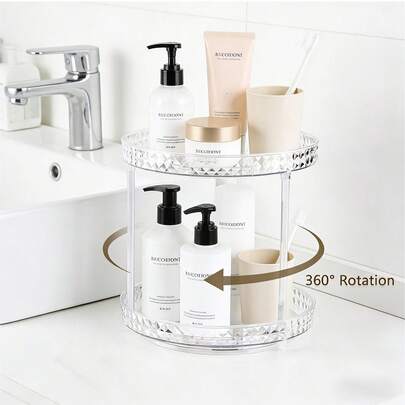 Portaspezie rotante a 360° - Scaffale portaoggetti da cucina, Organizer per mobile da bagno - Organizer per il trucco, Adatto per la conservazione di condimenti da cucina, Ripiano, Bagno, Organizzazione delle spezie da cucina