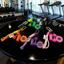 4-Piece Personalized Sport-Style Barbell And Dumbbell Keychains. Handcrafted Fitness Keychain Set, Fashionable And Versatile Fitness Kettlebell Backpack Hanger Featuring Braided Rope, Barbell, Dumbbell, Water Bottle, Keychain. Suitable For Both Men And Women As A Couple Keychain, Essential For Fitness Enthusiasts, And The Best Gift Choice For Various Occasions. - 4/套 紫色鑰匙圈套裝 - 查看 10