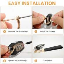 Wristlet Keychain Leather Keychain Universal Car Key Holder With 360-Degree Swivel 2 Key Rings Anti-Lost D-Ring - 金色7英吋 - 查看 5