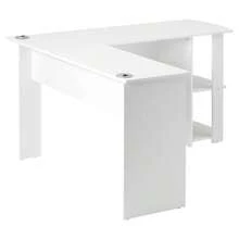 (=WF314182AAA) 140cm Corner Desk, L-Shaped Computer Desk With 2 Shelves, H 75/W 140/L 140cm White - 白色 - 查看 9