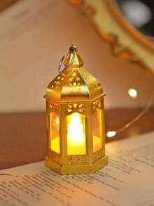 1/4/10pcs Mini Vintage Gold Lantern Shaped Decorative Lights, Battery Operated, Indoor Tabletop Decor Nightlight, Mini Candle Lantern, Suitable For Holidays, Parties, Religious Occasions, Home Decor, Christmas Tree Decor, Bedroom Decor - Yellow - View 10