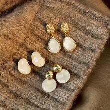 6pcs Creative Personality Oval Shape Women's Fashion Dangling Earrings Set Elegant Vintage Style Earrings Suitable For Daily Matching And Wearing As A Gift - Kiểu thứ hai - Xem 4