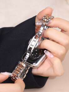 1pc Thin Narrow Gold Metal Band Compatible With Apple Watch Ultra 3/2/1, SE/S10/S9/S8/S7/S5/S4/S3, 14mm Width, Removable 7-Link Gold Chain, Suitable For Daily Wear, Parties, Travels, Also An Ideal Gift. Compatible With Apple Watch 38/40/41mm, 44/45/46/49mm, Accessories, Perfect For New Year, Valentine's Day Gifts - Multicolor - View 8