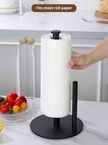 1 Pc Stainless Steel Gold, Black, And Silver Tabletop Paper Towel Holders, Kitchen Roll Holders, Plastic Wrap Storage Racks, Punch-Free Kitchen Double-Bar Shelving, And Vertical Hand Towel Racks - Multicolor - View 3