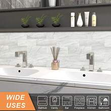 CYPNVAOVI Azulejos adhesivos para azulejos de cocina despegar y pegar azulejos de baño azulejos adhesivos de mármol de 3.9 x 11.8 pulgadas Gris 16 azulejosFashion - 219614678 - Ver 4