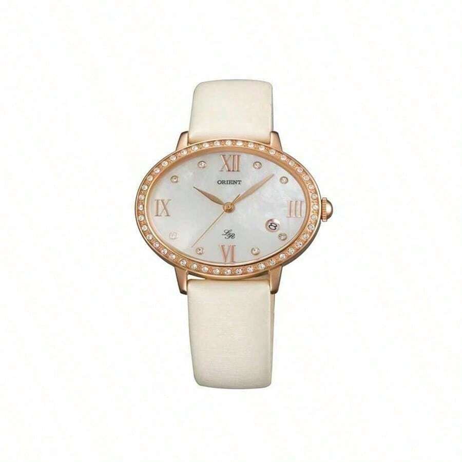 Orient 36mm Mother-Of-Pearl Dial Women's Quartz Watch, Genuine Leather Strap, 50M Water Resistant, Elegant Style FUNEK002W0 - White - View 1