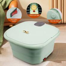 (EU Plug) 1pc Foldable Electric Foot Spa Bath Massager, Automatic Temperature Control, Foot Massage Basin With Rollers, Ideal For Gift Or Personal Use - Green - View 7