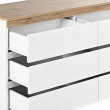 6-Drawer Chest, Lockable Compartment, Storage Function, For Bedroom And Living Room, E1 Particleboard, White + Oak [OLD REF: 30211011AAA] - 白色 - 查看 11