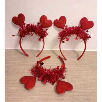 1/2 piezas Diadema de alta calidad para el Día de San Valentín, tocado con corazón y corazón de melocotón, decoración para ambiente de boda, suministros para fiesta de San Valentín, tocado nupcial, tocado para padrinos y damas de honor
