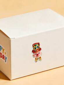 6/12/24张定制个性化小丑主题人脸照片贴纸，可定制人脸、小丑帽/红鼻子/领带设计，非常适合马戏团主题生日派对装饰、小丑主题里程碑派对装饰贴纸、派对活动装饰用品