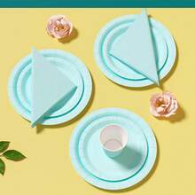 Sky Blue Disposable Plates, Napkins, Cups - 25 Guest Party Supplies Set, Disposable Paper Plates Suitable For Birthday, Wedding, Theme Party, Family Picnic - Multicolor - View 5