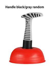 1个重型水槽排水泵，手动管道清洁器，带水槽插入端，适用于厨房、浴室、厕所、淋浴间的管道疏通工具，住宅和商业用途的堵塞清除器，设计紧凑，结构坚固，家用清洁（手柄颜色随机，黑色/灰色） - 彩色 - 查看 13