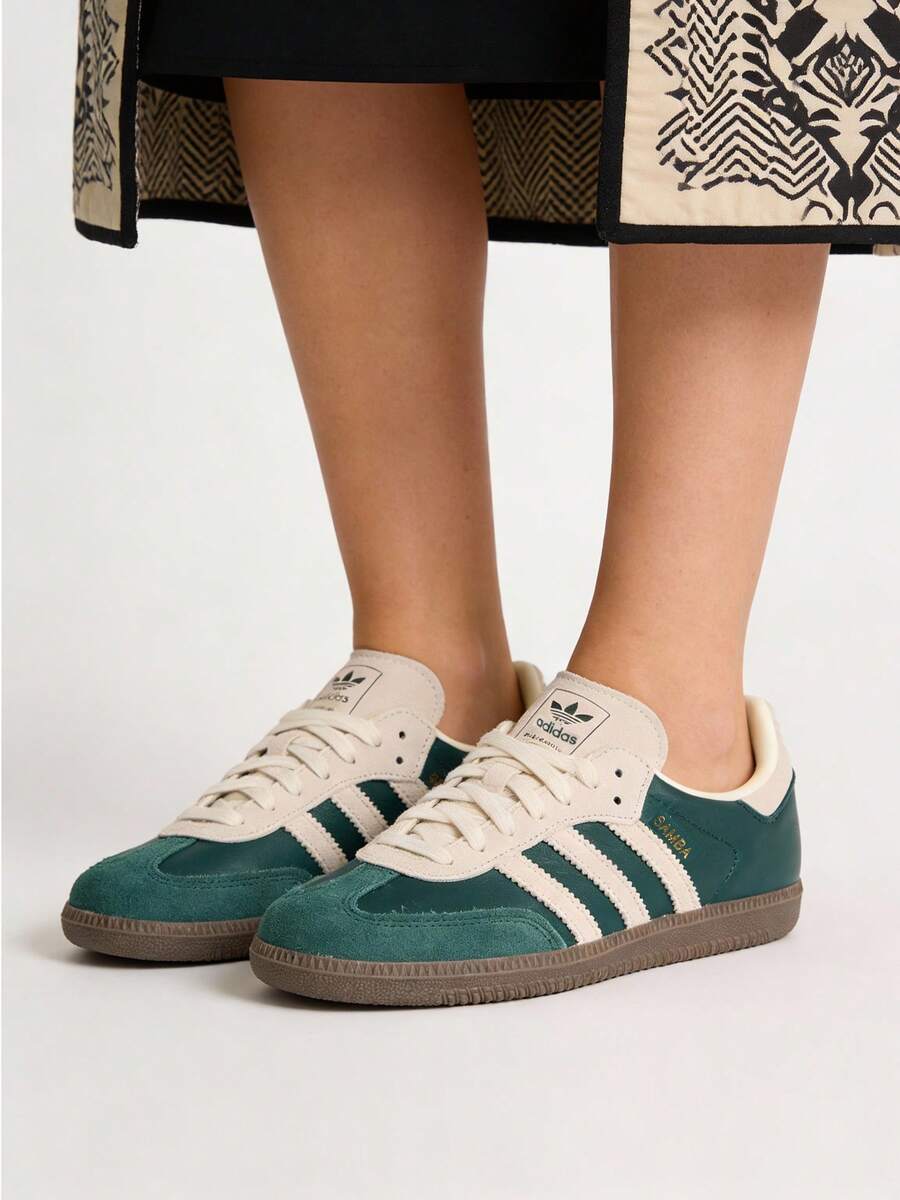 Adidas Originals SAMBA OG 低帮休闲运动鞋，男女通用日常步行运动鞋，JI3215 - 森林綠/乳白色/樹脂黃 - 查看 1