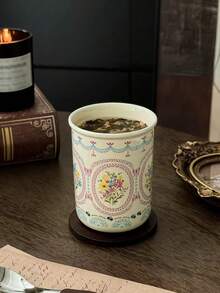 1个复古小巧陶瓷马克杯，高品质复古花卉图案咖啡杯，时尚耐热水杯，优雅下午茶甜点杯，居家早餐牛奶杯，宿舍水杯，送给她的礼物，女友，乔迁之喜，生日礼物 - 彩色 - 查看 5