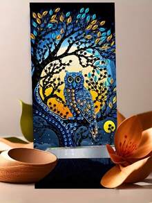 1个手工钻石画手机支架，树懒、大象、鹿、猫头鹰图案，个性化礼物，DIY工艺品，生日礼物，情人节礼物，母亲节礼物，可爱动物图案亚克力手机支架，7.08*3.17英寸通用手机支架 - 彩色 - 查看 1