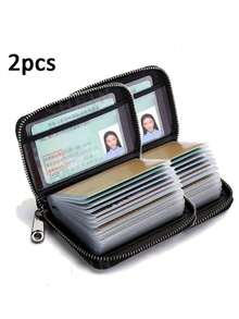 1pc Soft Leather Men's 20-Card Capacity Anti-Magnetic Multi-Card Slim Wallet, Anti-Theft, Large Capacity For Bank Cards - Black - View 9