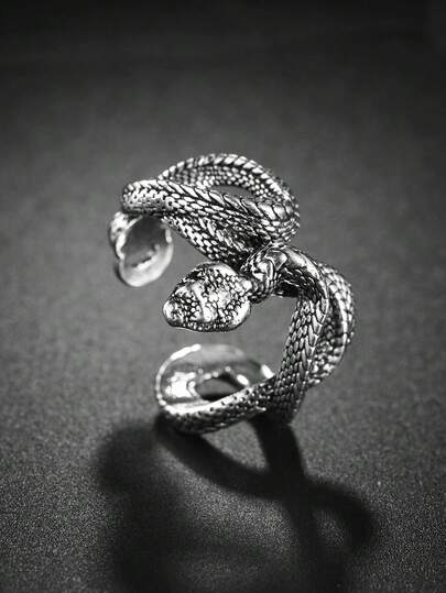 1pc Vintage Hollow Snake Shaped Adjustable Ring, Unisex