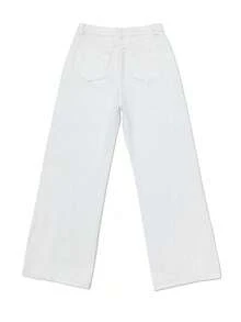 Vintage Old Money Style High-Waisted Straight Leg Loose Wide Leg Denim Jeans, Versatile Long Cotton Pants White Casual Fall - White - View 9