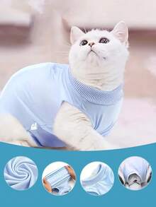 1 pieza Ropa protectora para mascotas - Traje de recuperación suave y transpirable para gatos y perros pequeños en todas las estaciones - Rosa - Ver 4