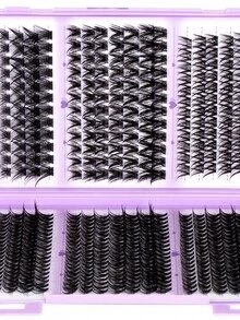 576pcs, D Curl, C Curl, Lash Extension Kit, Thick & Voluminous DIY Segmented False Lashes, Lash Clusters, 30D 40D 50D Natural Look Cluster Lashes, DIY Lash Clusters Kit With Lash Bond And Seal, Remove, Tweezers, Suitable For Convenient DIY Eyelash Makeup At Home - Multicolor - View 3