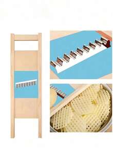 蔬菜切片器：土豆刨丝器、黄瓜切片器、厨房/餐厅用刨丝器；香辣土豆片制作器：木制土豆刨丝器、不锈钢土豆切片器；不锈钢削皮器：多功能果蔬削皮器、土豆削皮器 - 彩色 - 查看 5