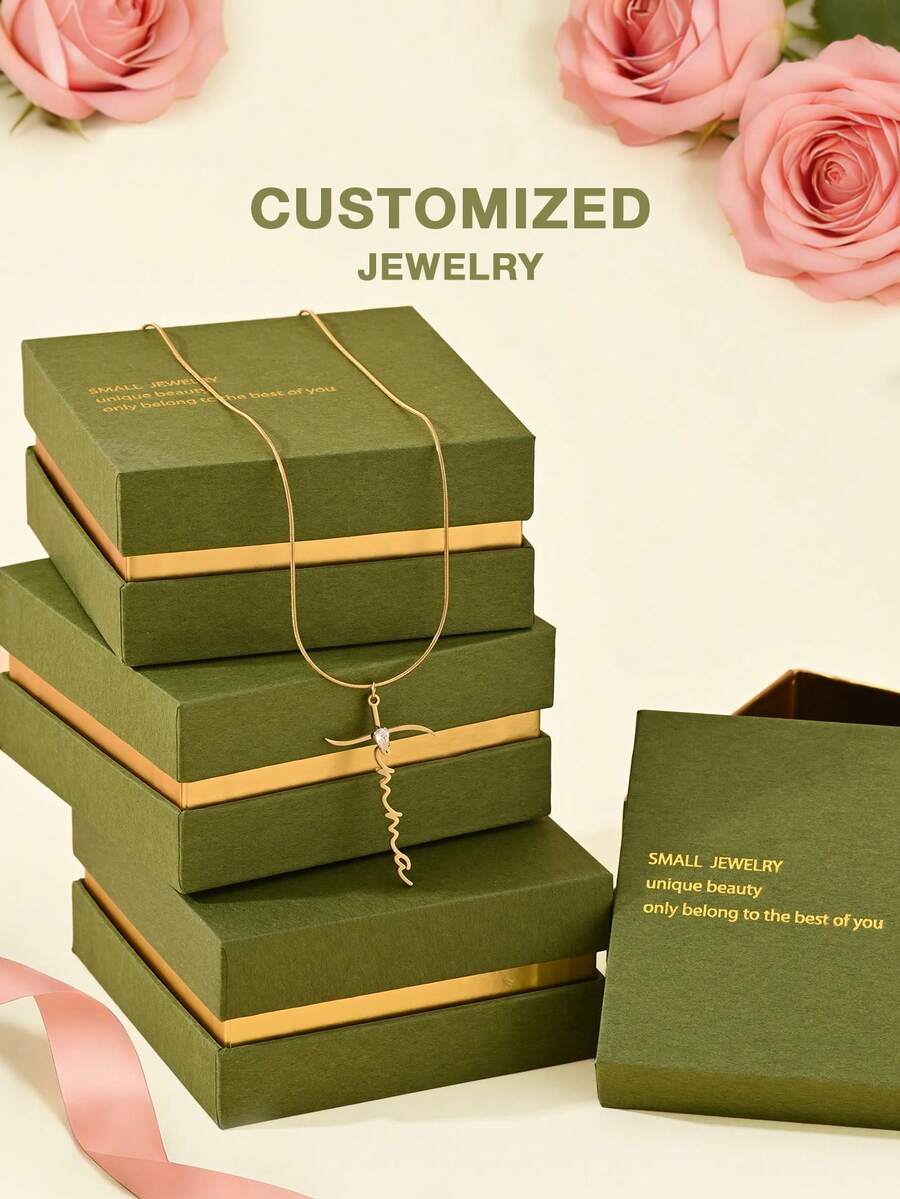 [Valentine's Day Selection] Personalized Customized Necklaces, Customized Text Necklaces, Cross Necklaces, Zirconia Necklaces, Valentine's Day Gifts, Gold And Stainless Steel Jewelry, Customization, Gift Box Style, Gift Selection. - Selected Items - View 1
