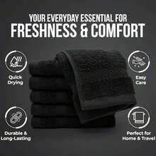 Bathroom Showering Body Spa Gym Premium 100% Cotton Reusable Super Soft Absorbent Luxury Wash Cloths Face Towels - As Pic - View 7