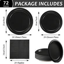 50/24个7英寸/9英寸一次性纸盘，防漏加厚，3秒即可清理，适用于派对/露营/家庭使用，适合生日、毕业典礼、圣诞节、感恩节、万圣节和其他庆祝活动。 - 黑色 - 查看 4