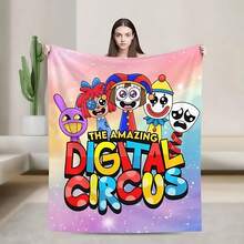 Flannel Throw Blanket,A-Amazing D-Digital Anime Circus Cozy Super Soft Flannel Blanket, Funny Game Theme Warm Throw Blanket For Living Room, Home Decor, Cozy Soft Flannel Blanket & Suitable For Birthday Anniversaries, Valentine's Day, Thanksgiving, Christmas, Halloween, Wedding, New Year Gifts Provide Personalized Ideal Gifts For Her, Him, Family Members, Boyfriends, Girlfriends, Fathers, Family Members, Mothers, Lovers, Daughters, Sons, Grandfathers, Grandmothers, Friends, Classmates And Pets. Sofa, Bed, Car, Bedroom, Living Room, Office, Outdoor Camping, Beach, Wall Decoration, Bedroom Decor,  Halloween Blanket, Fall Decor, Fall Decorations For Home, Christmas Party Theme Blanket, Christmas Decor, Office Decoration - multicolour 16 - 查看 1