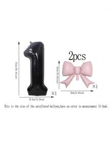 2pcs 32-Inch Number Balloon Set, Pink & Red Bow Foil Balloons, White, Red, Black & Cream 0-9 Number Balloons Suitable For Birthday Party, Anniversary Decoration - Multicolor - View 22