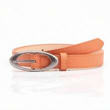 New Oval Ancient Silver Alloy Buckle Belt For Women's Fashionable Personality Casual Versatile Jeans Decorative Belt - 咖啡 - 查看 6