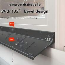 [Waterproof | No-Drill] Waterproof | No-Drill Sliding Window Barrier - Heavy-Duty TPE Outdoor Drainage System, Backflow Design, Easy Adhesive Install, Black Rainwater Panel - Black - View 3