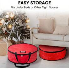 Wreath Storage Container, 2 Pack Wreath Storage Bag With Tear Resistant PE Material And Reinforced Handle Holiday Xmas 30 Inchx8 Inch - Grey + 30"x8" - View 8