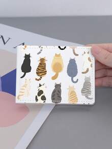 1 pieza Estuche para licencia de conducir/tarjeta de identificación con diseño de gato lindo, billetera compacta para tarjetas de crédito/licencia, para guardar documentos del vehículo, tarjetas de identificación/tarjetas de visita/tarjetas de regalo/monedas, estuche de tarjetas con múltiples ranuras, adecuado para conductores y personas de negocios - Patrón B - Ver 11