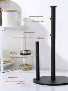 1 Pc Stainless Steel Gold, Black, And Silver Tabletop Paper Towel Holders, Kitchen Roll Holders, Plastic Wrap Storage Racks, Punch-Free Kitchen Double-Bar Shelving, And Vertical Hand Towel Racks - Multicolor - View 4