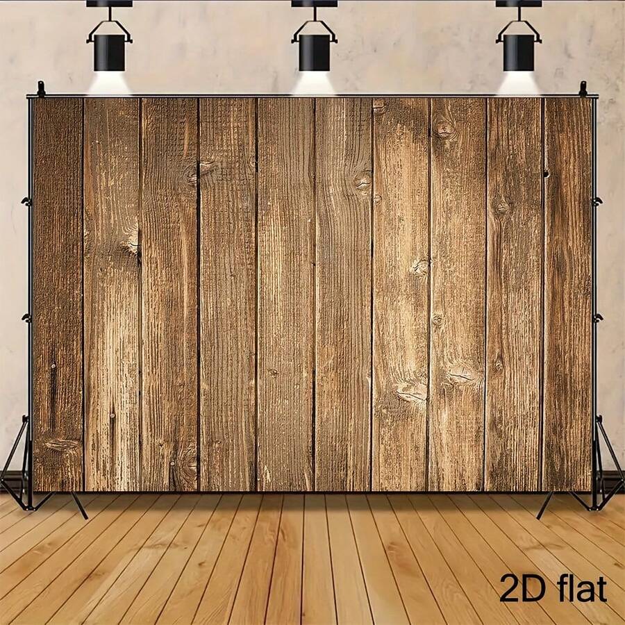 Retro Wooden Wall Background Fabric – Polyester Fiber Photography & Party Decor Fabric – No Electricity Required – Available In Multiple Sizes, Perfect For Festival Party Decor Banners, Suitable For Various Scenarios And Sizes. - Multicolor - View 1