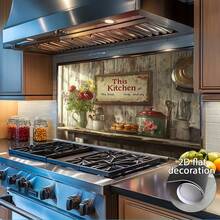 1片装经典装饰图案墙贴 - 高品质自粘PVC厨房防溅贴纸，现代风格，适用于厨房和客厅装饰，2D平面设计 - 彩色 - 查看 8